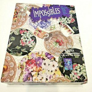 BePuzzled IMPOSSIBLES GREAT WALL OF CHINA Jigsaw Puzzle Plates Cups 750+5 Pieces